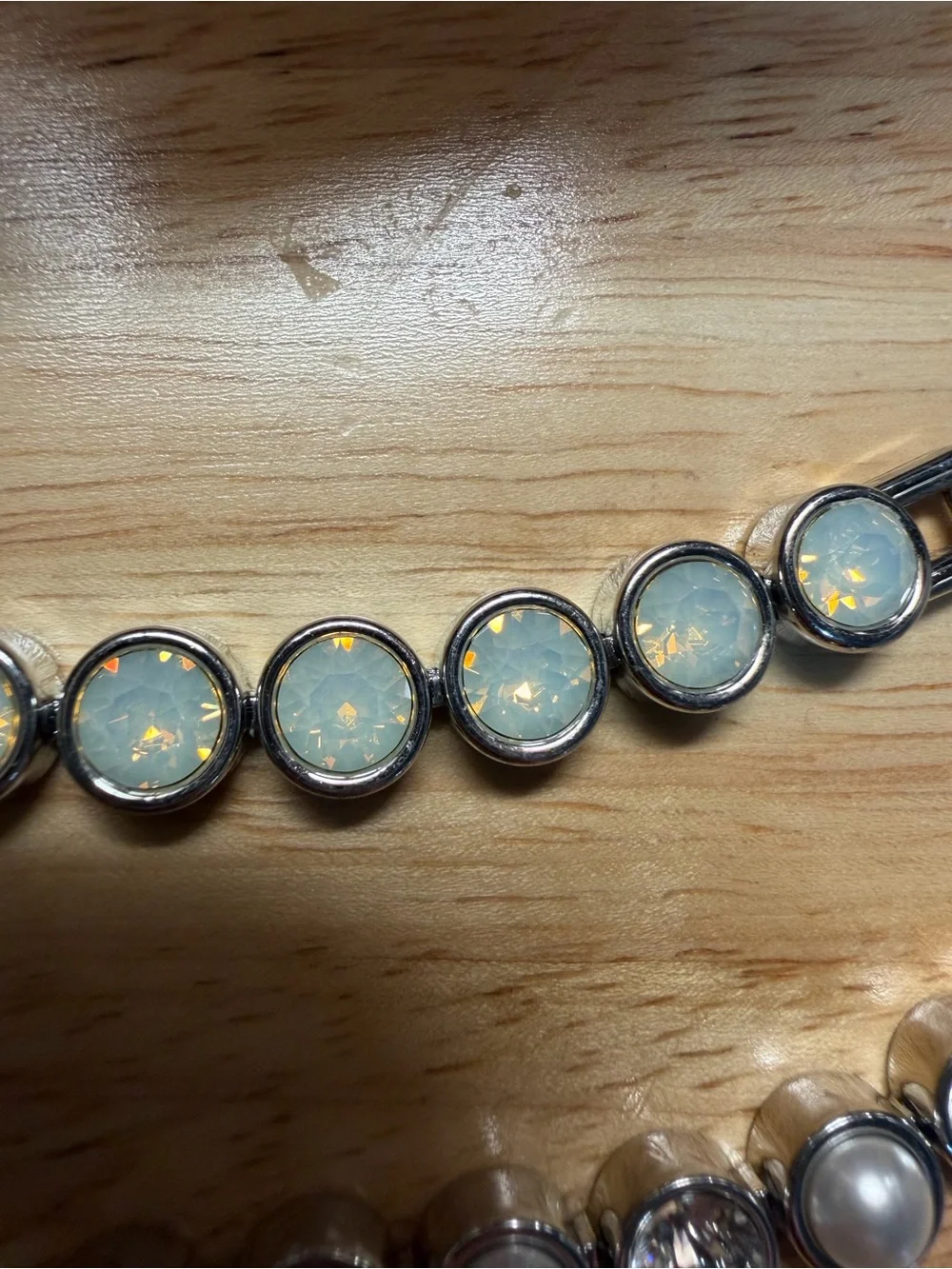 Opal & Pearl Silver-Tone Ice Bracelets - White Opal & Pearl Touchstone Crystal